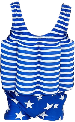 Girls Float Suit Toddler Life Jacket One Piece Cartoon Print Floatie Swimsuit with Detachable Buoyancy Swim Vest Navy Blue 02 3-4T