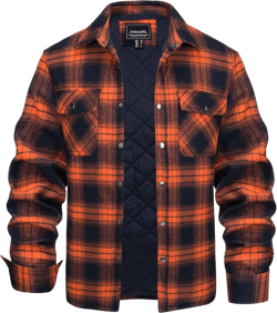 KEFITEVD Men's Flannel Shirt Jacket Winter Warm Long Sleeve Quilted Lined Plaid Coats Soft Button Down Thick Shirts
