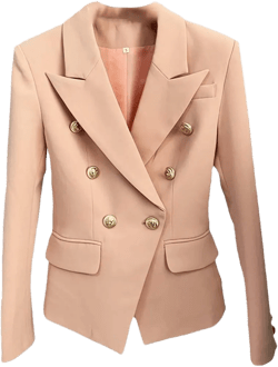 Women's Jacket Double Breasted Metal Buttons Blazer Suit X-Large Nude