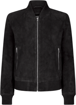 TruClothing Womens Genuine Suede Bomber Jacket Leather Casual Varsity Vintage Casual X-Small Black
