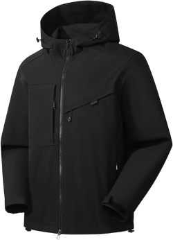 BOXIACEY Rain Jacket Women Waterproof Lightweight Rain Jacket Active Outdoor Hooded Raincoat Packable Windbreaker Jacket Large 04-black