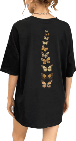 SOLY HUX Women's Oversized T Shirts Graphic Tees Casual Vintage Summer Tops Half Sleeve Shirts Black XS