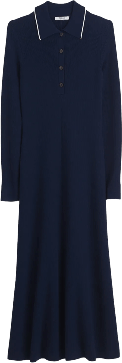 Ribbed Long-Sleeve Midi Dress