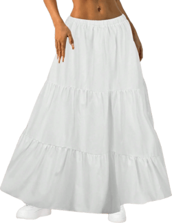 Women's A-Line Maxi Skirt, Solid Color Midi Skirt With Pockets - High Elastic Waist, Casual Loose Layered Design, Suitable For All Seasons