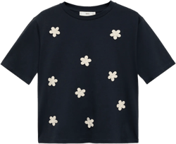 Short-sleeved t-shirt with flower appliqué