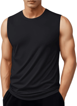 MAGNIVIT Men's Cotton Tank Tops Workout Gym Moisture Wicking T Shirts Muscle Athletic Sleeveless Top Black Medium