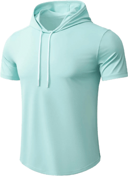 AIMPACT Men's Sun Protection Shirts UV SPF UPF 50+ Long Short Sleeve Hoodie Rash Guard Fishing Swimming Shirt Lightweight Short Sleeve Hoodie Small Aquagreen