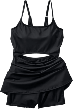 Lands' End Plus Size Women's Tugless Monokini Swim Dress Swimsuit - 16W - Black