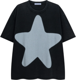 Aelfric Eden Oversized Star Graphic Tees Men Vintage Washed Heavyweight Cotton Trendy Streetwear T Shirts Unisex Medium Black