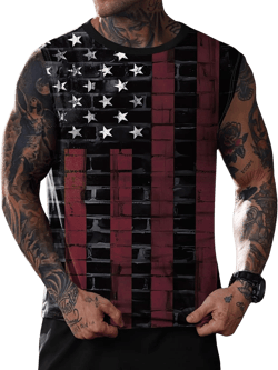 Mainfini Men American Flag Tank Top Muscle Graphic Gym Workout USA Sleeveless Tee Shirts (S-3XL) Medium Black - American Flag & Red