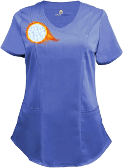 M&M SCRUBS Women's Ultra Soft Stretch Drop-Neck 2 Pocket Scrub Top Medium Ceil Blue