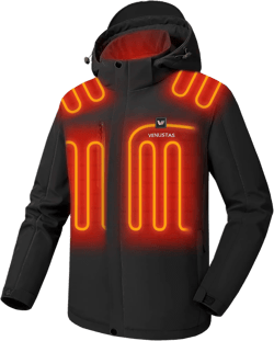 Venustas Men's Heated Jacket with Battery, 20-Hour Runtime, Waterproof Softshell Heating Coat for Outdoor Hiking Hunting Runtime up to 20HRS X-Large Black
