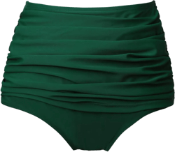 COCOPEAR Women's High Waisted Full Coverage Bikini Bottom Ruched Bathing Suit Bottoms for Women Tummy Control Swim Bottoms Small Green