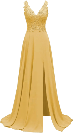 Lace Appliques Chiffon Bridesmaid Dresses 2025 Long Beaded Prom Dress A Line Formal Party Evening Gowns with Slit for Women 4 Gold