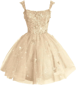 Dessiny Spaghetti Straps 3D Glitter Tulle Homecoming Dresses for Teens Butterfly Short Sequin Quinceanera Dresses DE85 Champagne 22 Plus