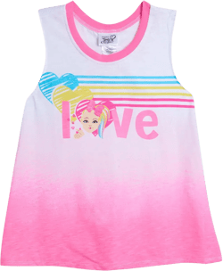JoJo Siwa Big Girls Racerback Tank Top Shirt Pink / White 10-12