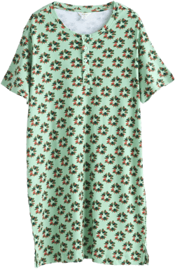 Vera Bradley Women's Outlet Cotton Henley Night Dress Venetian Wreath Grayed Jade