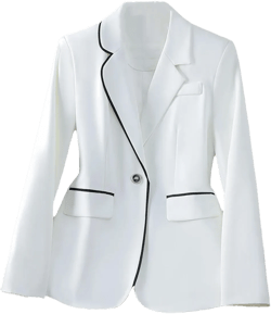 Women Blazer Autumn Winter Long Sleeve Single Button Work Wear Formal Jacket Coat Large White Blazer