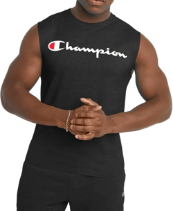 Champion Mens Muscle Tank, Classic Graphic Tee, Sleeveless T-shirt For (Reg. Or Big & Tall), Black Script, X-Large US