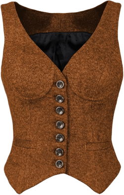 Women's Herringbone Vest Wool Tweed Vintage Casual Top Sleeveless Tuxedos Waistcoat X-Large Orange