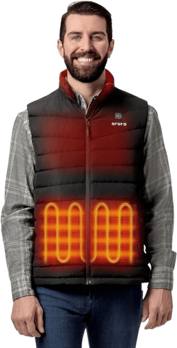 ORORO Men's Heated Down Vest with Battery, Lightweight Heated Vest with 800 Fill Down (Charger Not Included) Large Black