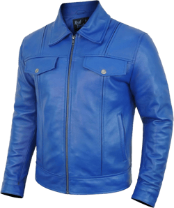 Mens Halloween Cosplay Costume Biker Jacket Shirt Collar Style Blue Leather Motorcycle Jacket XX-Large Blue Faux Leather