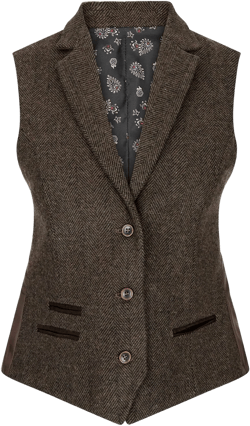 TruClothing Women Tweed Waistcoat Herringbone Wool Classic Vest Vintage 1920s Peaky Gatsby 10 Brown 04