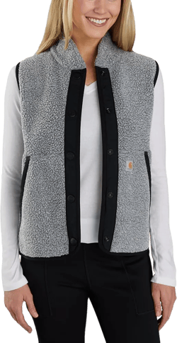 Carhartt Women's Relaxed Fit Fleece Snap-Front Vest Granite Heather Medium