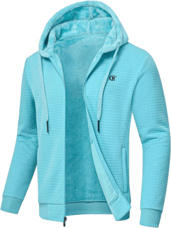 yuyangdpb Men's Zip Up Hoodie Heavyweight Fleece Sherpa Lined Sweatshirt Jackets Winter Warm Coats XX-Large Skyblue