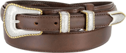 Western Ranger Oil-Tanned Genuine Leather Belt w/Silver & Gold Buckle Set for Women 42 Brown