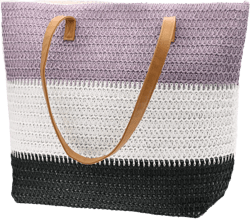 CIOOU Large Straw Beach Tote Bag for Women Handwoven Straw Tote Beach Bag with Zipper Colored Stripe Shoulder Bags (Purple White Navy beach bag) : Clothing, Shoes & Jewelry