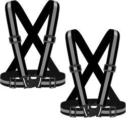 High Visibility Reflective Vest Safety Vest Running Reflective Gear Adjustable Reflective Vest for Walking,Jogging,Hiking,Night Cycling Black + Black 2