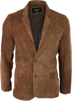 TruClothing Mens Genuine Suede Blazer Style Jacket Leather Mens Classic VIntage Smart Casual X-Small Tan