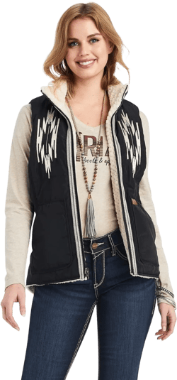 ARIAT Women's Dillon Chimayo Reversible Vest, Black