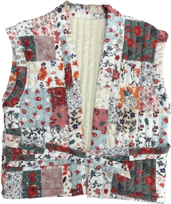 Womens Floral Print Puffer Vest Vintage Sleeveless Quilted Jacket Lightweight Open Front Padded Gilet Cardigan Coat(White-L), Large