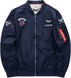 CORIRESHA Mens Apollo NASA Patches Slim Fit Bomber Jackets Windbreaker Large Art_blue