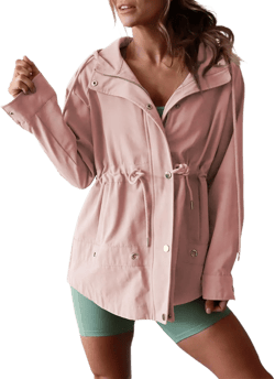 Dokotoo Womens Anorak Jacket Lightweight Snap Buttons Zip Up Hoodies Waist Drawstring Windproof Outwear with Pockets