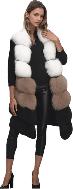 Lisa Colly Winter Waistcoat Women's Faux Fur Vest Sleeveless Jacket Coat Outerwear XX-Large White