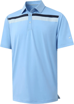 Rouen Mens Polo Shirts Short Sleeve Dry Fit Lightweight Performance Casual Athletic Striped Print Golf Shirts for Men Small Light Blue