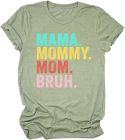 Mama T-Shirt for Women Funny Mom Graphic Printed Tee Tops Short Sleeve Crewneck Humorous Cotton Tshirt for Mom 01-olive Green 3X-Large