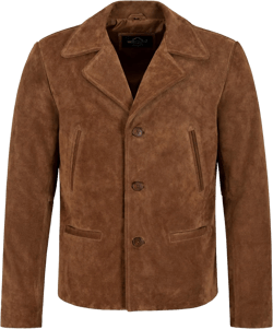 Mens 70's Suede Jacket Classic Collared Blazer Vintage Real Leather Jacket 4162 Medium Tan