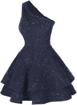 Sparkly One Shoulder Homecoming Dresses for Teens Sequin Tiered Short Prom Cocktail Gowns HOCO Dress WD110 0 Navy Blue