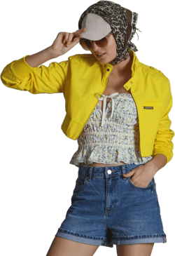 Women's Mini Cropped Racer Jacket - Yellow, X-Small