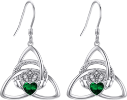 Sterling Silver Claddagh Dangle Earrings - Mother's Day Jewelry for Women Mom