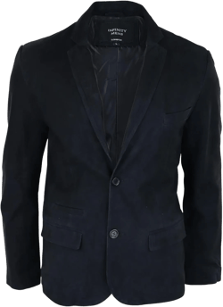 TruClothing Mens Genuine Suede Blazer Style Jacket Leather Mens Classic VIntage Smart Casual Small Black