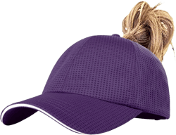 ZTL Womens High Ponytail Baseball Cap Performance Mesh Hat, Lightweight Quick Dry Race Day Running Hat with Reflective Trim One Size Purple