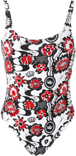 floral-print open-back swimsuit