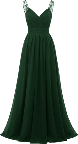 Chiffon Lace Bridesmaid Dresses Long for Women V Neck Pleated Tulle Straps A-Line Prom Evening Wedding Fomal Gowns 16 Emerald Green