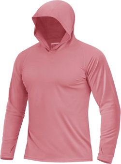Boladeci Men's UPF 50+ Sun Protection Lightweight Hoodie Shirts Long Sleeve Fishing Shirts SPF UV Hiking Swim Pink X-Large