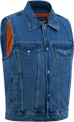 DM Men's Snap Front Blue Denim Motorcycle Vest
